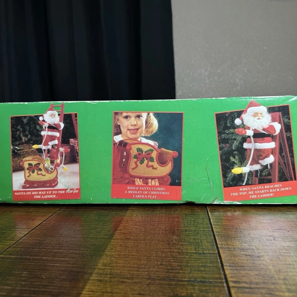 Vintage Mr‎ Christmas 1994 Stepping Santa Ladder Sled Lights Music Motion